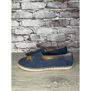 J Crew Dark Blue Tropical Fruit Slip On Espadrilles Women’s 10M US/40.5EU #AX845
